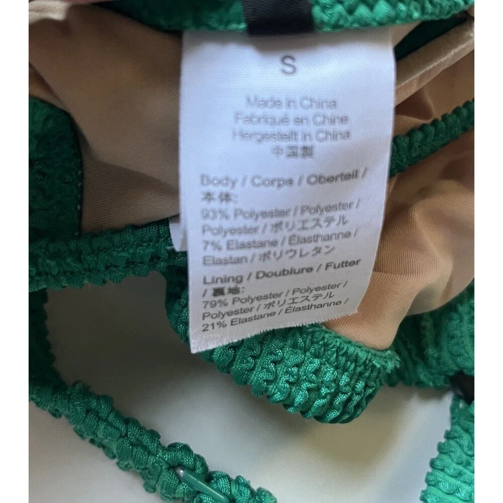 J.Crew Women’s S Emerald Green Crinkle Cutout Bikini Top Swim